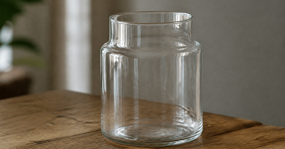 reservoir verre transparent vide sans decoration ni equipement